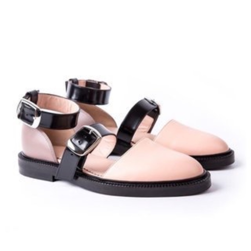 Low Heel Color Block Buckle Flats Size 7.5